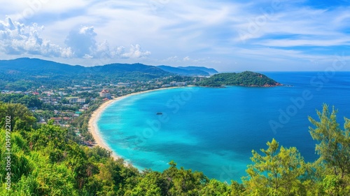 The stunning view from the Karon Viewpoint in Phuket, offering a panoramic perspective