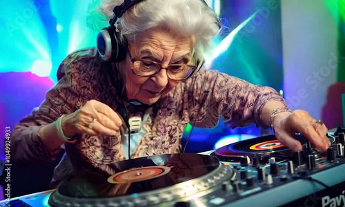 Elderly DJ Mixing Music