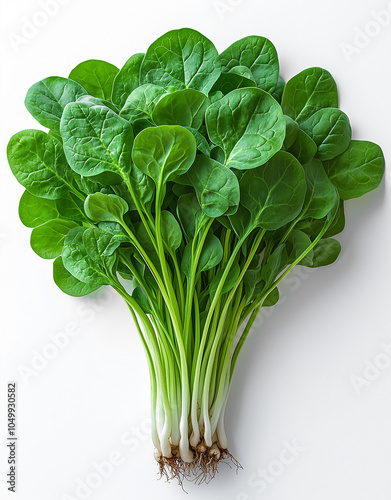 basil leaves scattered across a white background. erfect for salads, sandwiches, pizzas, or as a garnish. photo