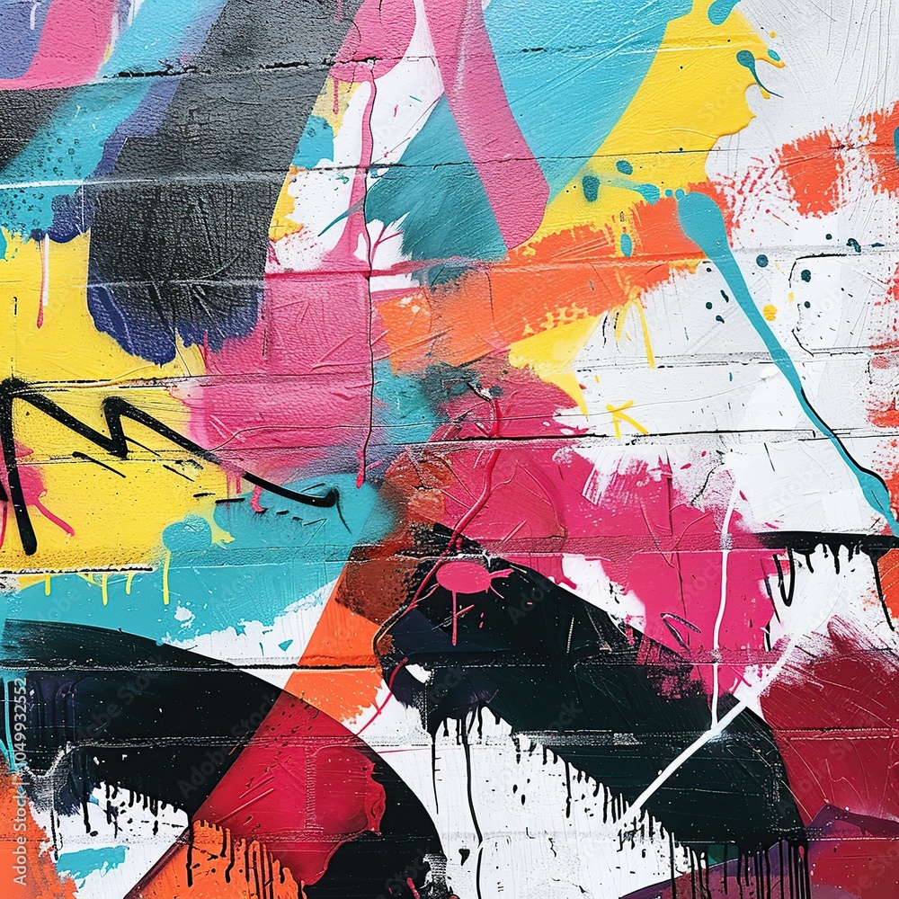 Obraz premium A unique graffiti inspired wall texture with bold colors on a white background