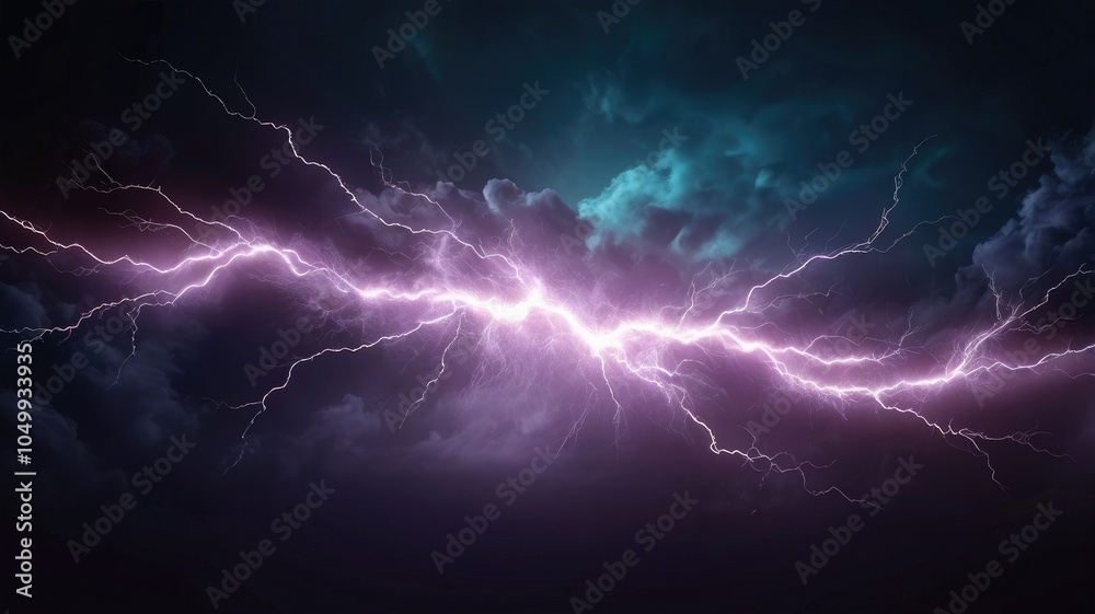 Thunder light Purple and turquoise smoke cloud Realistic lightning glowing Thunder light Purple and turquoise smoke cloud Realistic lightning glowing