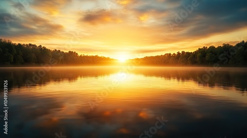 Golden Sunrise Over a Tranquil Horizon