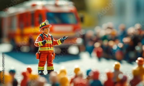 Wallpaper Mural A firefighter figurine standing in front of a crowd. Torontodigital.ca