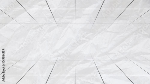 grid motion on white paper background, particles are slowly flying forward, 3D perspective, Simple grid background, Seamless loop.