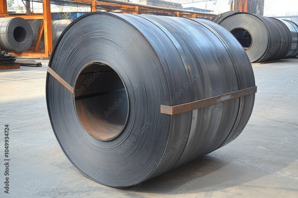 Cold rolled steel coil at storage area in steel industry plant Cold rolled steel coil at storage area in steel industry plant