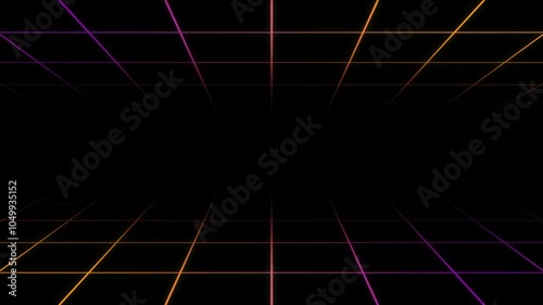 grid motion with gradient animation on background, particles are slowly, 3D perspective, Simple grid background, Seamless loop.