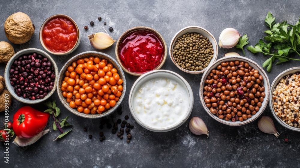 Colorful Middle Eastern Dishes with Seasonal Ingredients Colorful Middle Eastern Dishes with Seasonal Ingredients