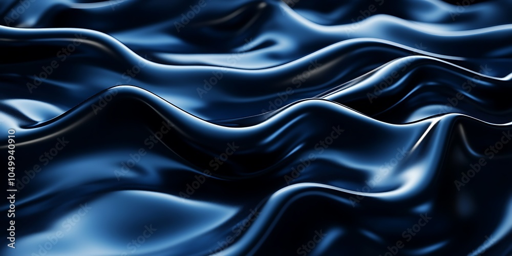 Obraz premium Abstract blue fabric waves creating a smooth texture.