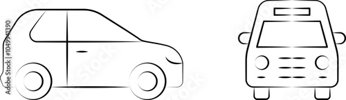 Simple hand drawn icons on the theme of commuting to work or school. A collection of hand-drawn icons including schoolchildren, pedestrians, public transportation, cyclist and school buses vector