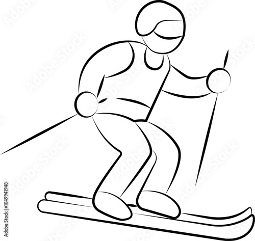 Winter sports icon vector illustration collection in a line outline style. Ski, winter sports and snow Handdrawn Doodle icons.