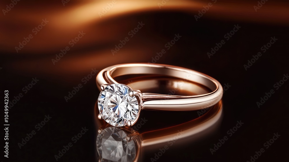 Elegant Diamond Ring with Reflective Rose Gold Band Elegant Diamond Ring with Reflective Rose Gold Band