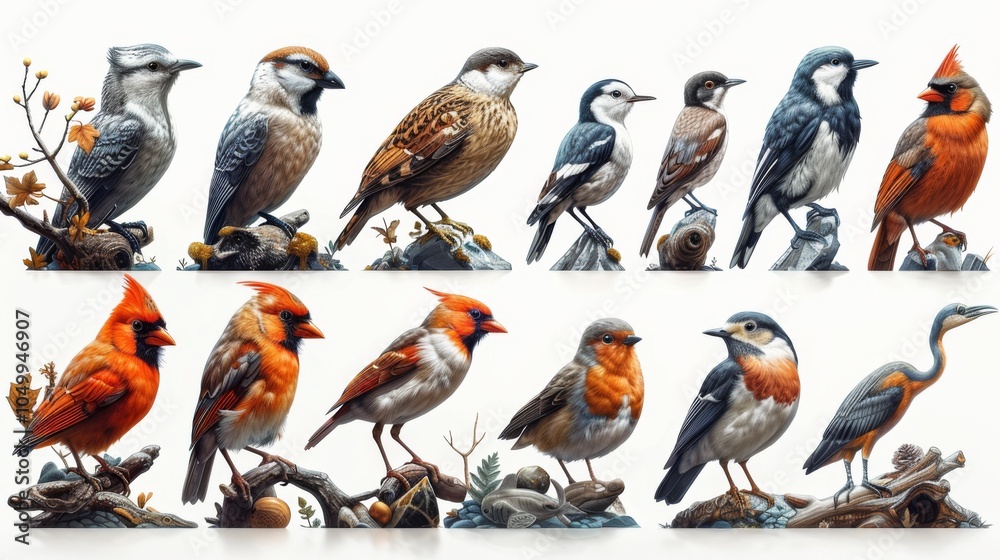 Fototapeta premium Depict a collection of wildlife symbols, including animals, birds, and