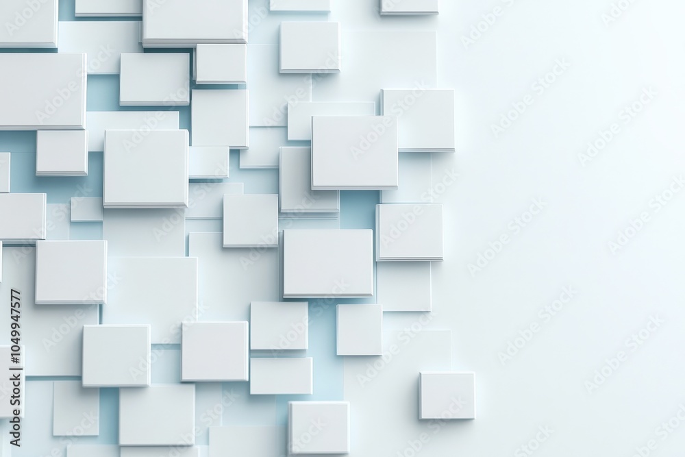 Obraz premium A minimalist design with white rectangles layered creatively against a light backdrop, symbolizing simplicity and order in an abstract artistic arrangement.