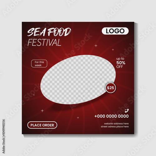 sea food festival online food sale business marketing social media post design template 