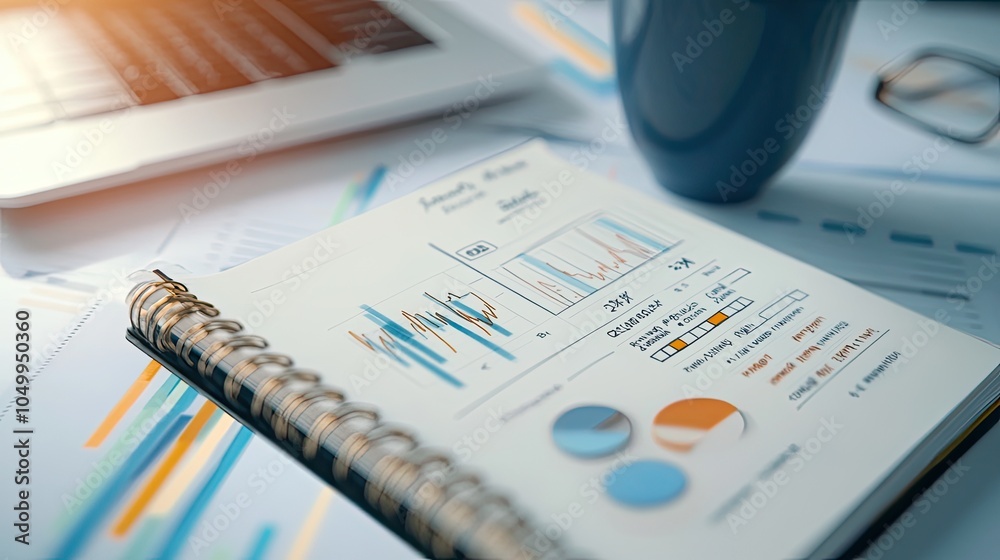 Fototapeta premium Financial Planning Notebook with Charts and Data
