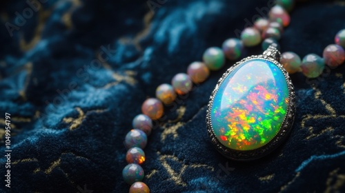 Colorful Opal Jewelry on Velvet Background photo