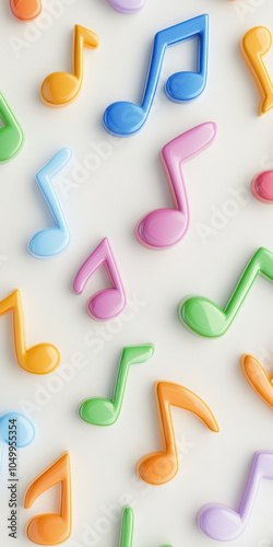 Colorful Music Notes Pattern on Light Background