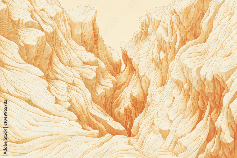 Obraz premium Abstract canyon landscape with layered textures in warm earth tones