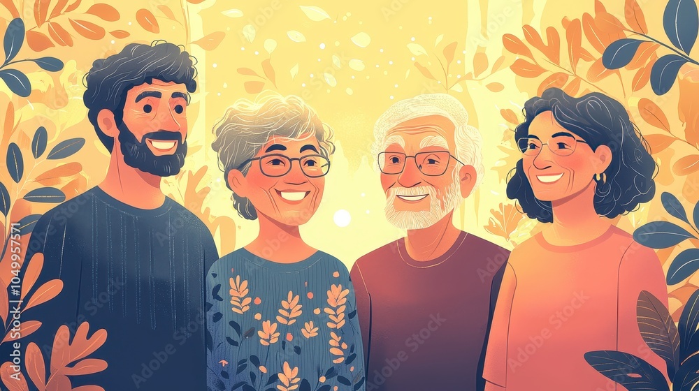 Grandparents using a voice assistant to guide them through family history questions for a trivia game, where generations bond over shared memories in a new digital form Grandparents using a voice assistant to guide them through family history questions for a trivia game, where generations bond over shared memories in a new digital form