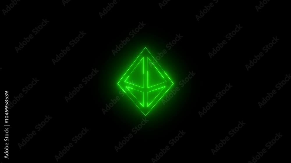 Neon 3d triangle stroke icon glowing black background animation Neon 3d triangle stroke icon glowing black background animation
