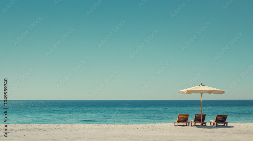 Fototapeta premium Empty beach seaside, sky, waves