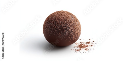 Chocolate Sphere Covered in Cocoa Powder on White Background