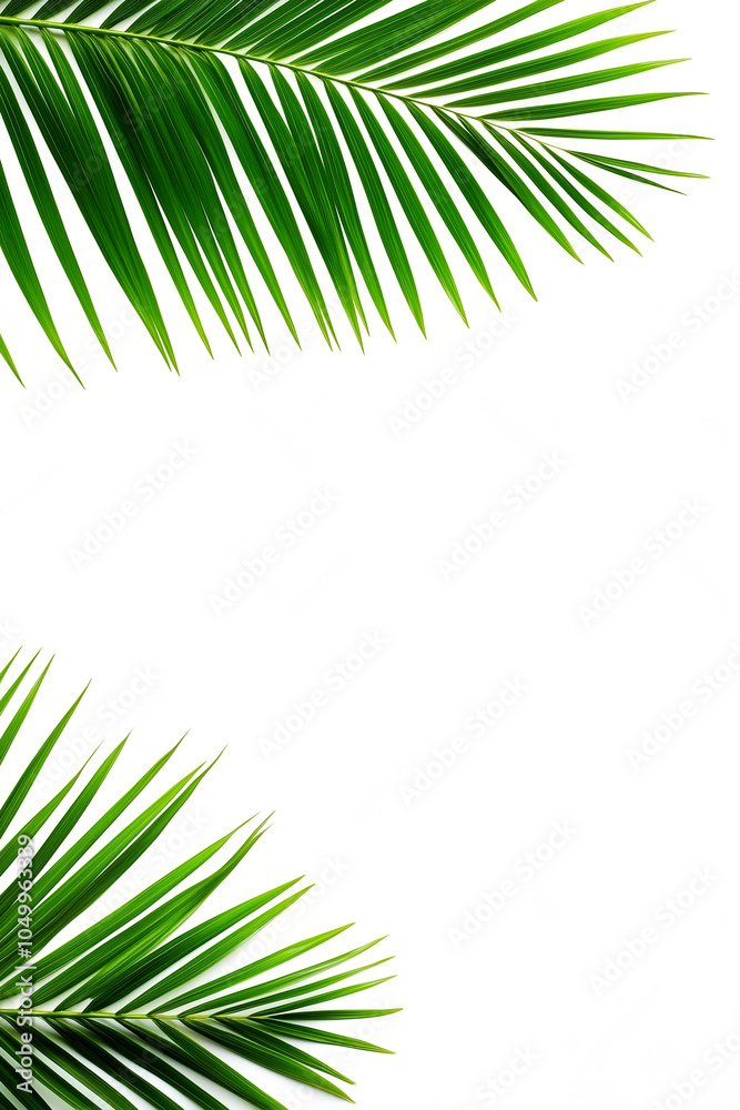 Fototapeta premium A leafy green palm tree with a white background