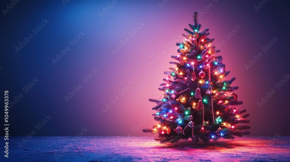 Glowing Christmas Tree with Colorful Lights