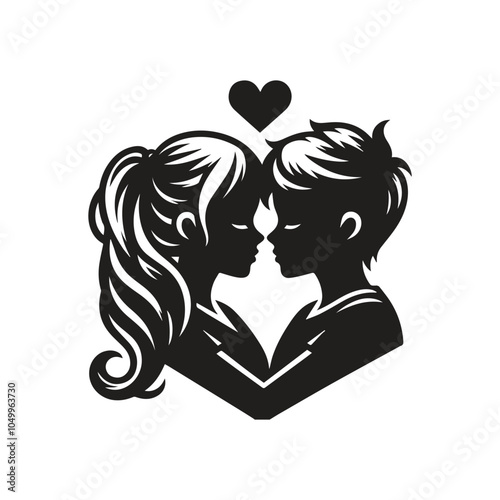 Couple vector illustration. Romantic Couple Silhouette Vector