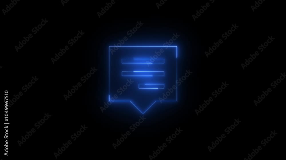 Neon action center notification mirrored icon glowing black background animation