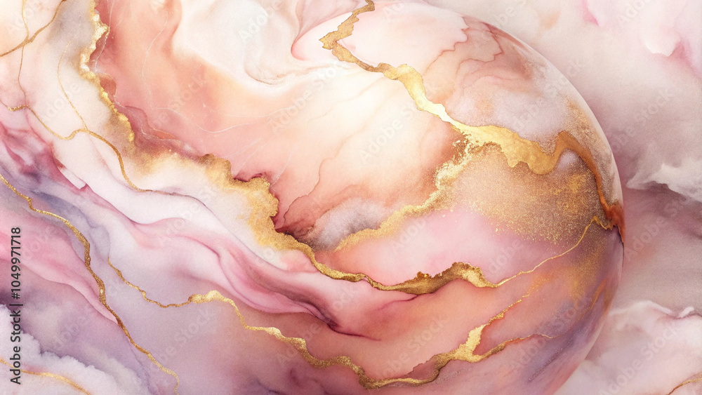 Abstract watercolor rose gold inspired marble effect with soft pink tones
