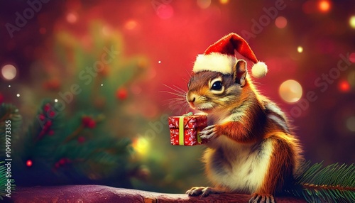 クリスマスプレゼントとシマリス Generative AI