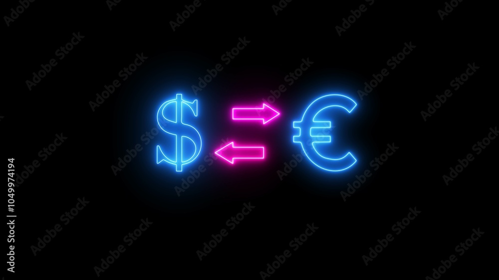 Neon Currency exchange icon. Foreign Exchange icon in vector. Glowing neon line dollar symbol icon Give money with dollar sign. Neon Currency exchange icon. Foreign Exchange icon in vector. Glowing neon line dollar symbol icon Give money with dollar sign.