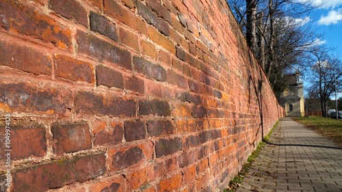 Red Brick Wall In Brno Cemetery Old And Weathered In Czechia Texture