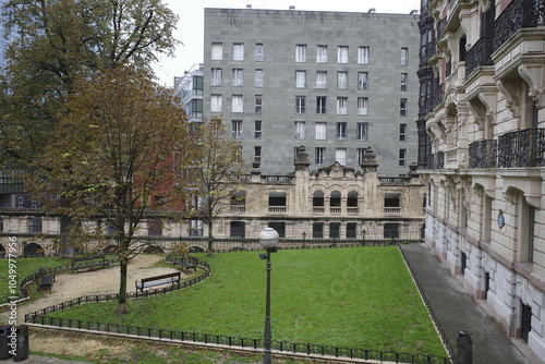 Rainy day in the city of Bilbao photo