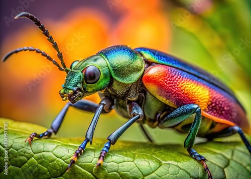 Blister beetle Mylabris hieracii, captured in stunning macro detail.