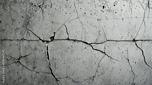 A close-up of a cracked concrete wall, showcasing texture and imperfections.