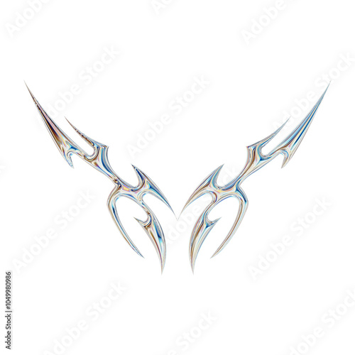 3D abstract neo tribal shape. Aesthetic y2k cyber gothic style. 3D render
