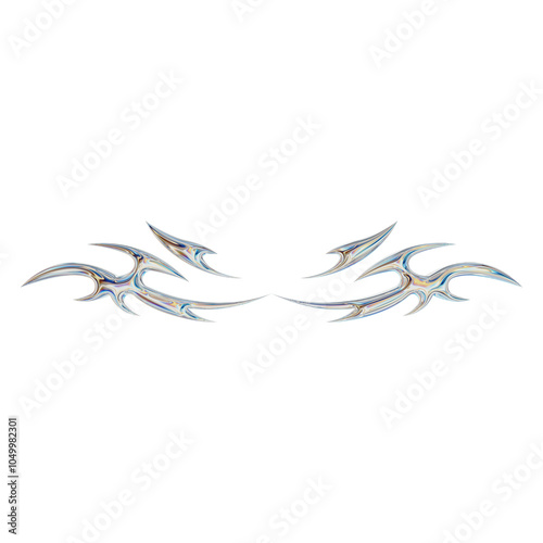 3D abstract neo tribal shape. Aesthetic y2k cyber gothic style. 3D render