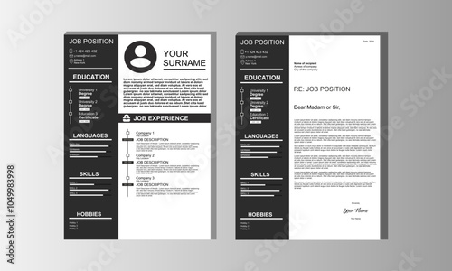 Black and white Resume and Curriculum Vitae Template