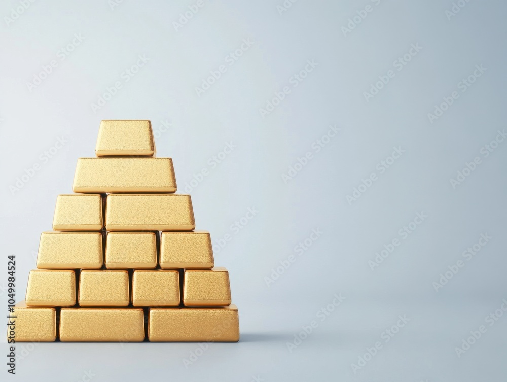 Stacked Gold Bricks in a Pyramid Formation Stacked Gold Bricks in a Pyramid Formation