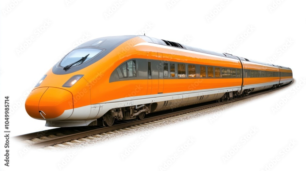 A sleek, modern orange train on tracks, symbolizing fast and efficient transport. A sleek, modern orange train on tracks, symbolizing fast and efficient transport.