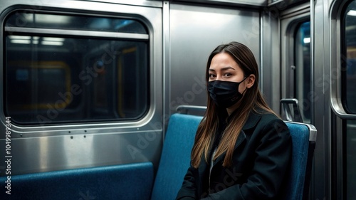 Masked faces, silent subway cars, pandemic's lonely portrait.