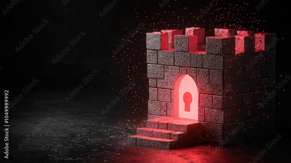 Fototapeta premium Abstract digital fortress built from encrypted code, symbolizing maximum security for private data