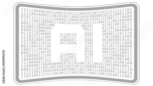 AI letters cut out on curved binary code wall on transparent background - 3D Illustration