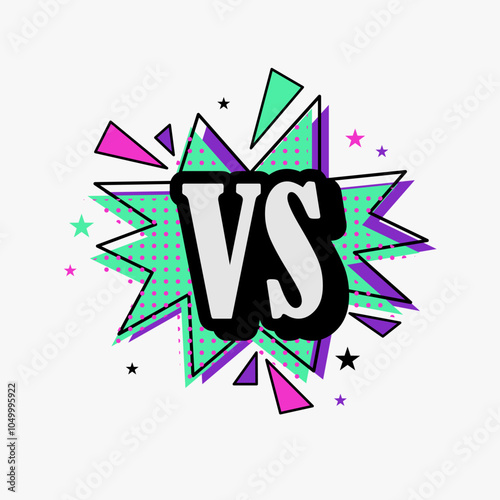 Vs or versus logo for battle or fight game flat cartoon symbol