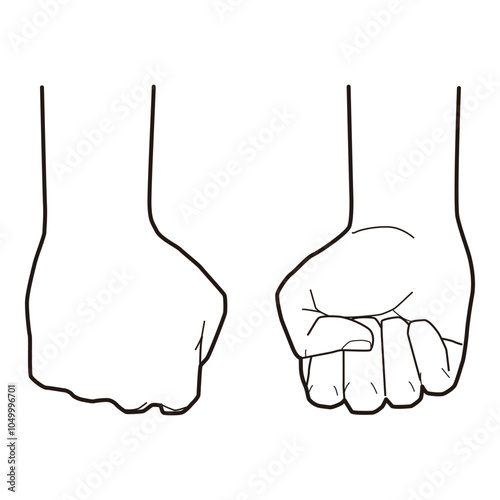 Front and Back View of Closed Fist Hand Vector

