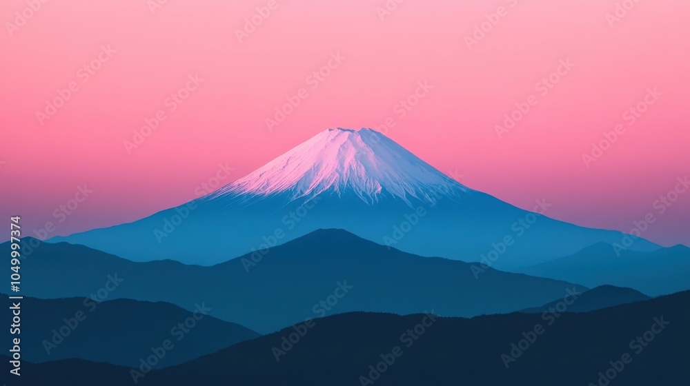 Fototapeta premium Glowing Peak of Mount Fuji at Sunrise