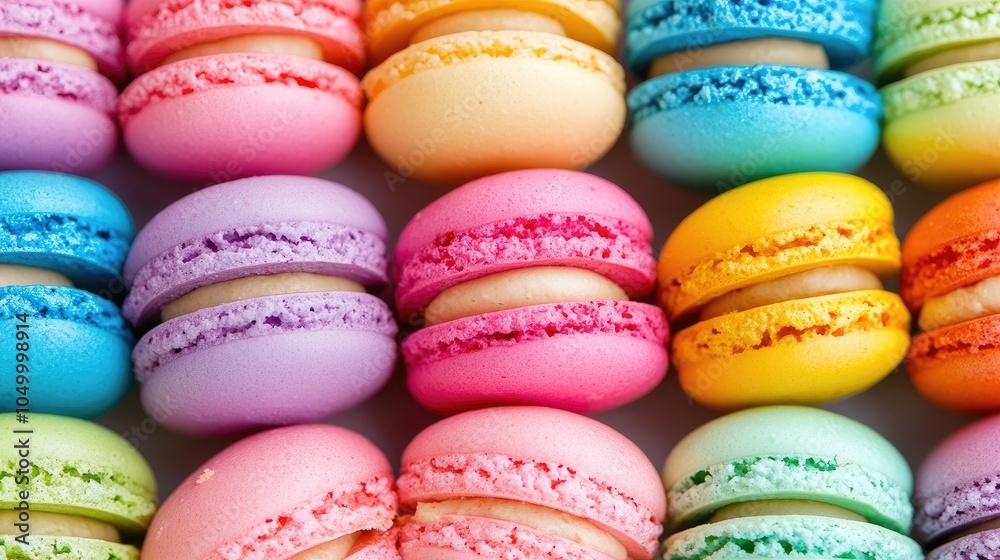 Fototapeta premium Colorful Macarons in Pastel Shades Arrangement