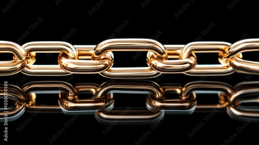 Gleaming Gold Chain on Black Background Gleaming Gold Chain on Black Background